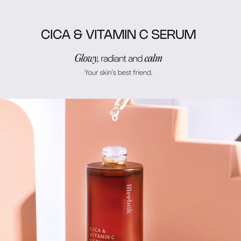Meebak Korean Vitamin C Serum | Brightening Dark Spot Remover | Soothing Anti Aging & Skin Brightening w/Centella Asiatica, Panthenol, & Adenosine