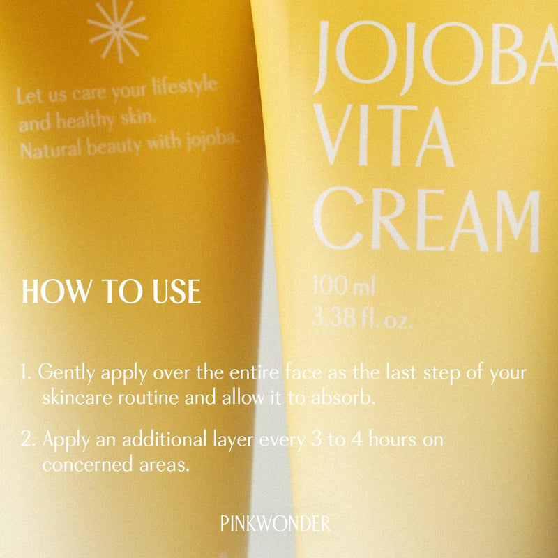 Jojoba Vita Cream 3.38oz (100ml), Jojoba Oil and vitamin B12 Face Cream, Soothing for Sensitive Skin, Hypoallergenic, Korean Skincare