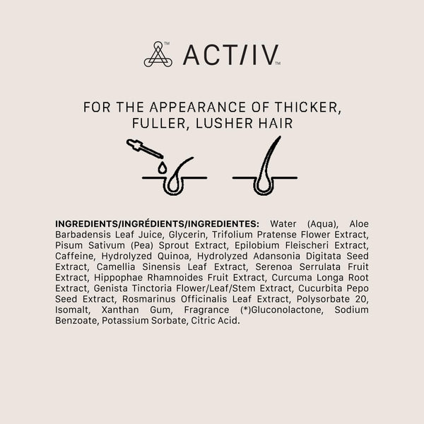 ACTIIV Thickening Hair Serum - Water Based | Supports the Appearance of Thicker, Fuller-Looking Hair, Lightweight Water-Based Formula, Non-Greasy, All Hair Types, 1.8 oz
