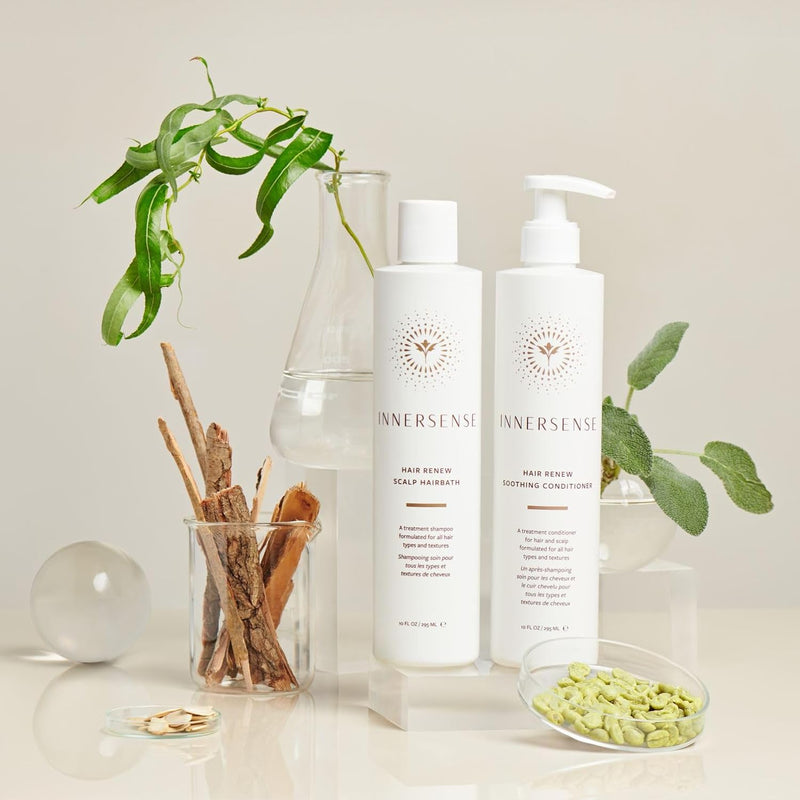 INNERSENSE Organic Beauty - Hair Renew Scalp Balance Duo | Hairbath (10 fl oz) + Conditioner (10 fl oz) | Non-Toxic, Cruelty-Free, Clean Haircare