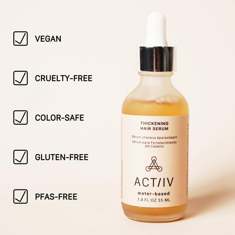 ACTIIV Thickening Hair Serum - Water Based | Supports the Appearance of Thicker, Fuller-Looking Hair, Lightweight Water-Based Formula, Non-Greasy, All Hair Types, 1.8 oz