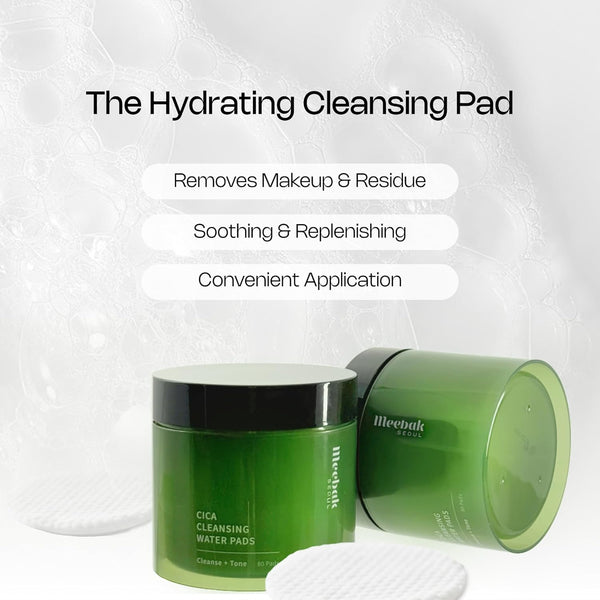 Meebak Cica Cleansing Water Pads | Makeup Remover Pads | Face Cleansing Wipes | Exfoliation Toner Pad | Hydrating & Toning for Sensitive Skin - 80ct