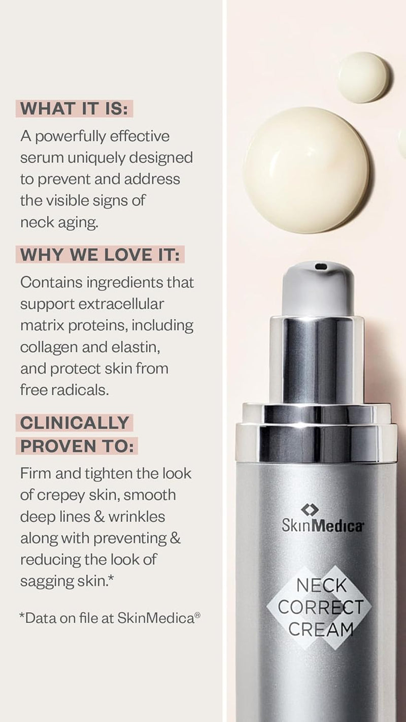 SkinMedica Neck Correct Cream - Your Ultimate Age-Defying Wrinkle Cream for Face & Neck to Visibly Tighten and Lift Sagging Skin, 2 Oz