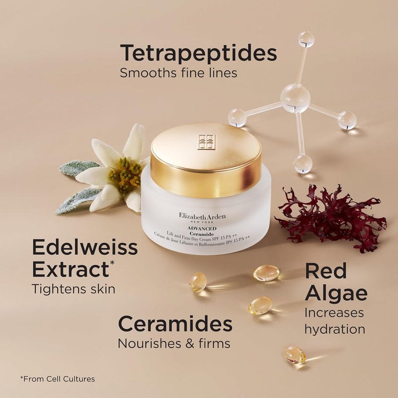 Elizabeth Arden Advanced Ceramide Lift and Firm Face Cream, Hydrating Moisturizer for Day or Night, Infused with Peptides, 1.7 fl oz