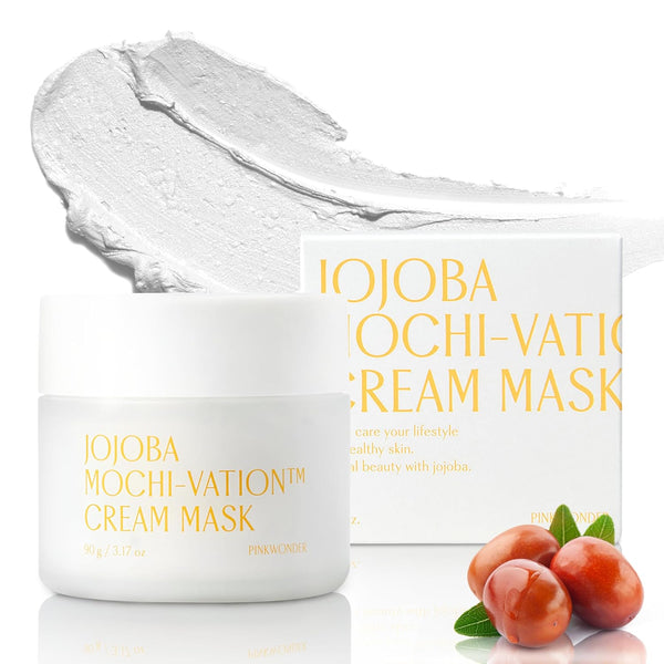 Jojoba Mochi-Vation™ Cream Mask 3.17oz (90g), Clay Mask with Organic Jojoba Oil and Korean Rice Extract, Wash-Off Face Mask, Korean Glass Skin